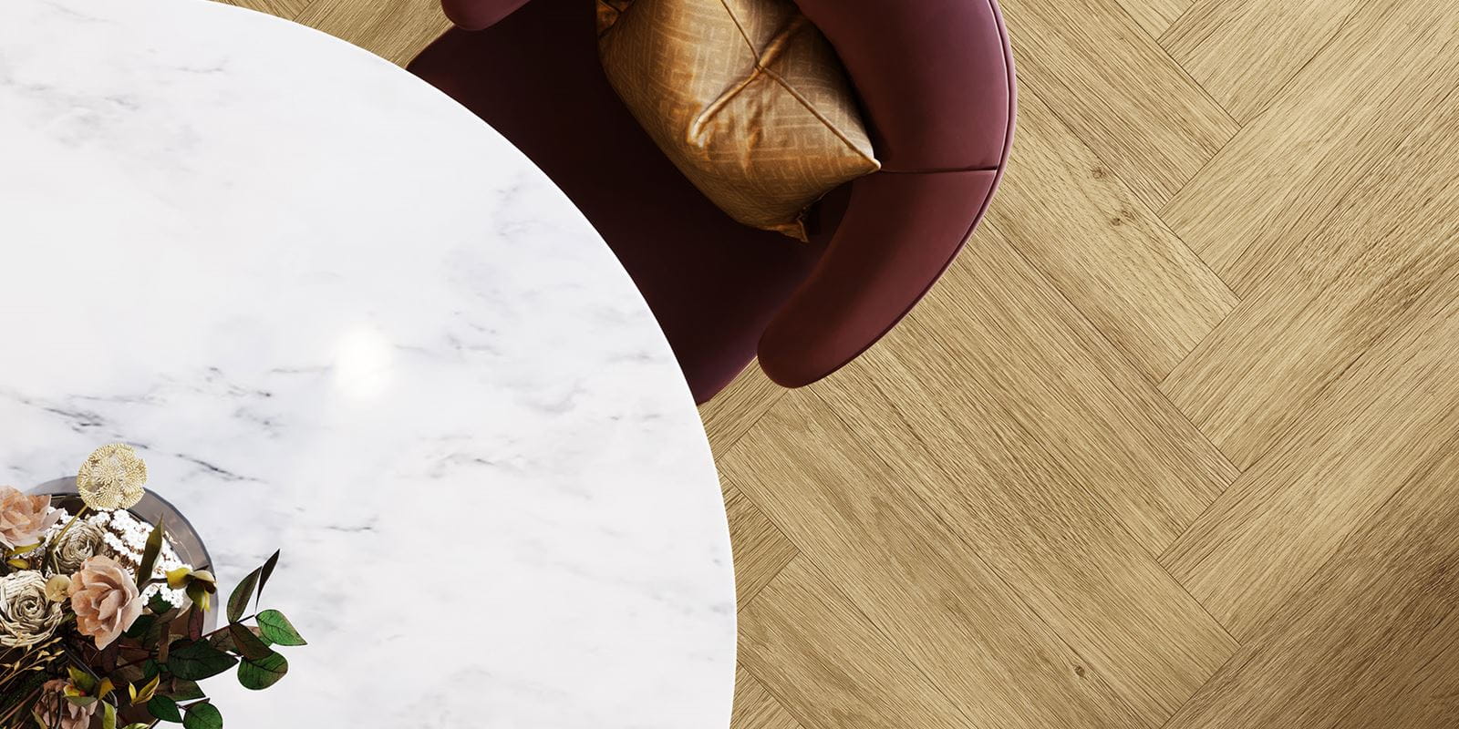 Invictus Maximus Highland Oak Parquet - Classic Glue Down LVT Flooring - Flooring Monster