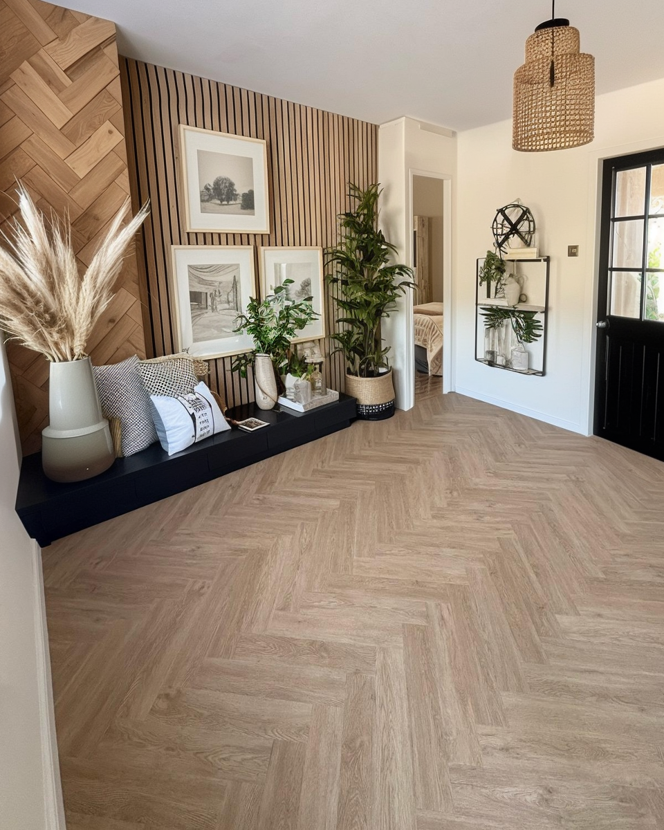 Lattia Piana Nude Oak Large Parquet Glue Down LVT Flooring