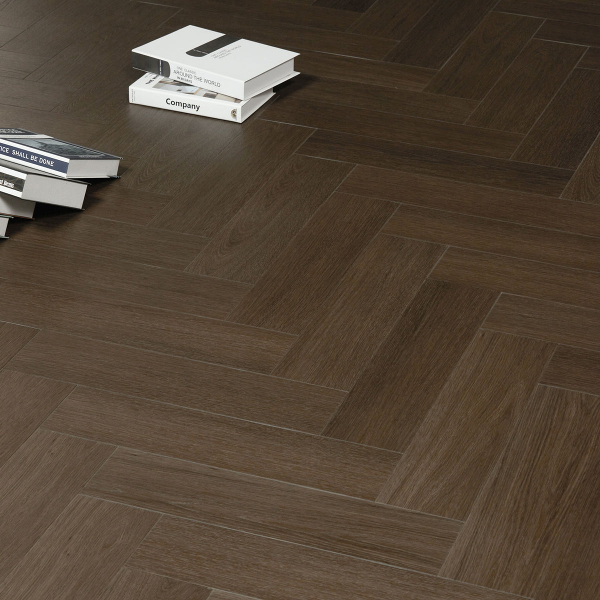 Nordikka Naturals Roasted Walnut Herringbone LVT Glue Down Flooring