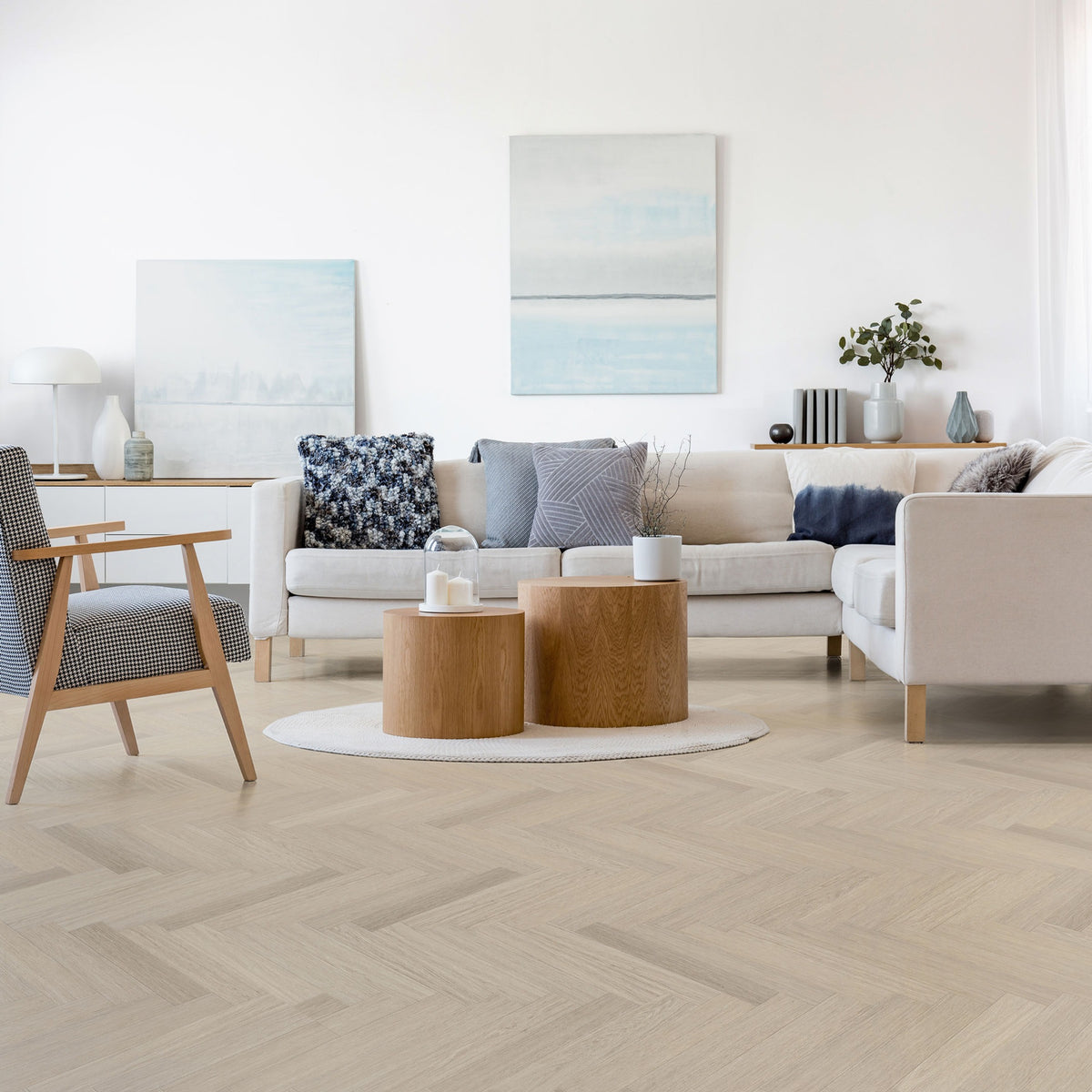 Nordikka Naturals Vermont Ash Herringbone LVT Glue Down Flooring