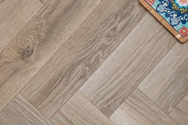 Daytona Cocoa Oak Herringbone Glue Down LVT Flooring