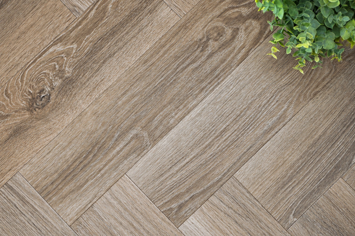 Daytona Cocoa Oak Herringbone glue down LVT flooring, photo 2