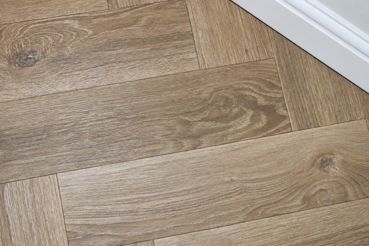 Daytona Cocoa Oak Herringbone glue down LVT flooring, photo 3
