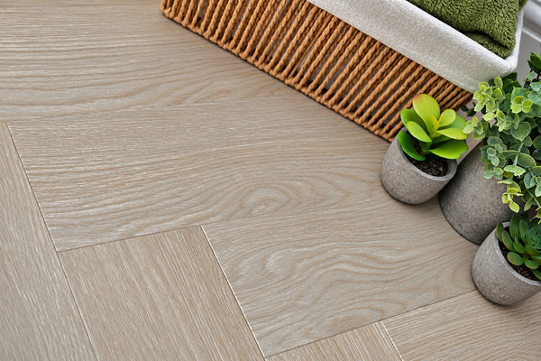 Daytona Linen Oak Herringbone Glue Down LVT Flooring