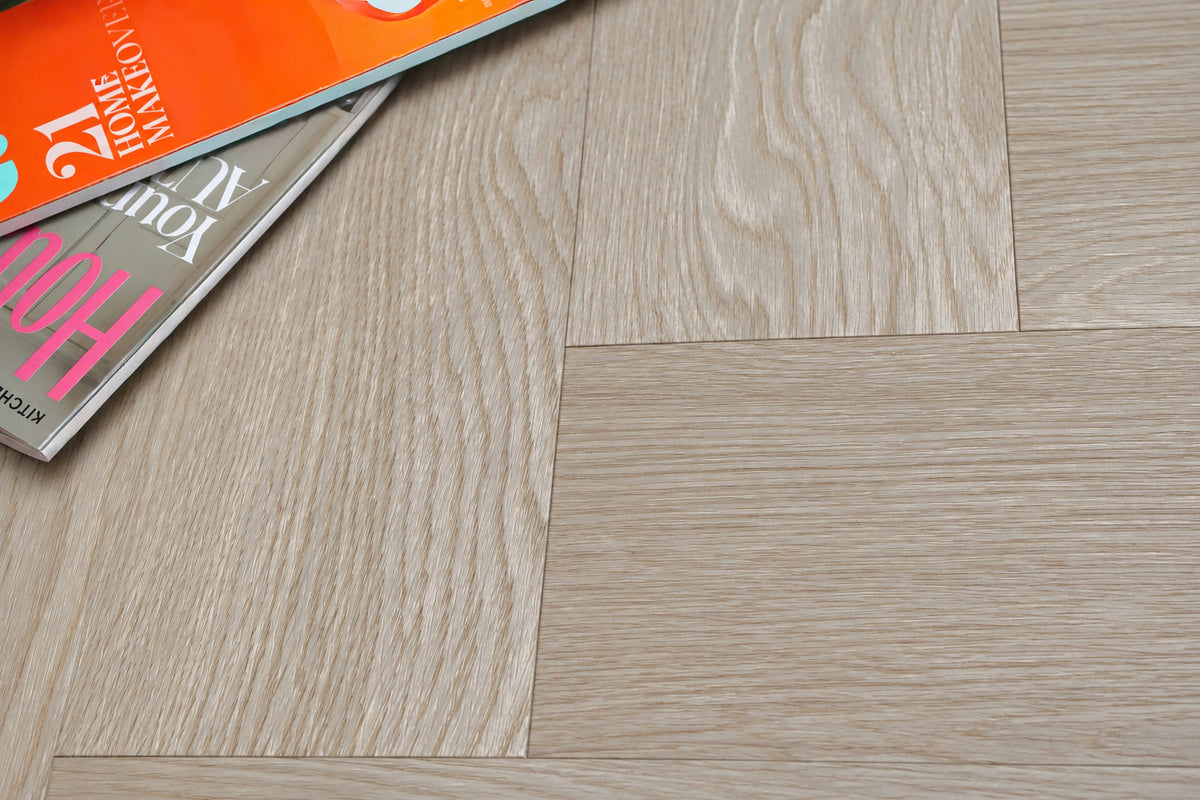 Daytona Linen Oak Herringbone glue down LVT flooring, photo 2