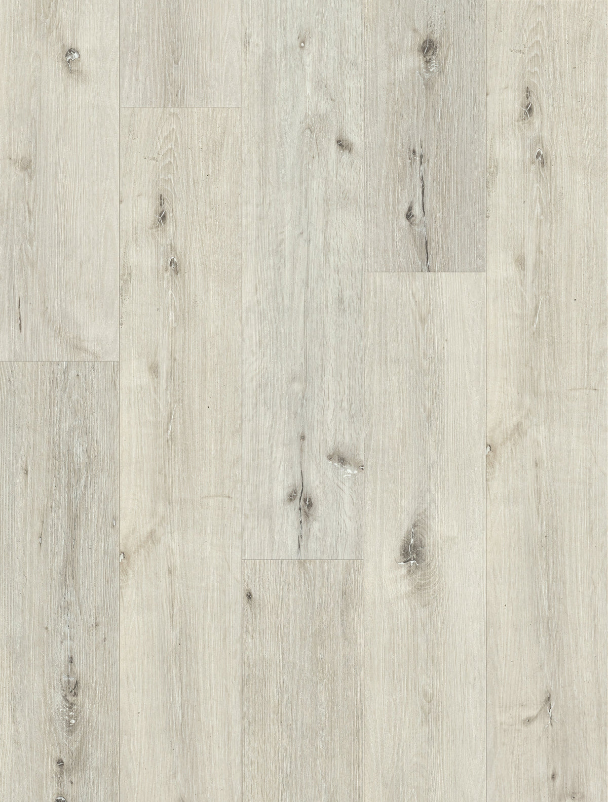 Nordikka Select White Ash plank flooring swatch, pale tones with soft knotting
