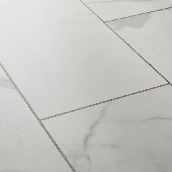 Textures Carrara White TS01 Stone Tile Glue Down LVT Flooring